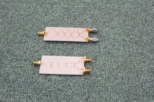 Picture of completed Wideband Wilkinson Couplers during testing 