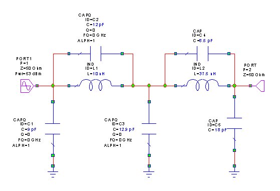 7 element Elliptic filiter circuit